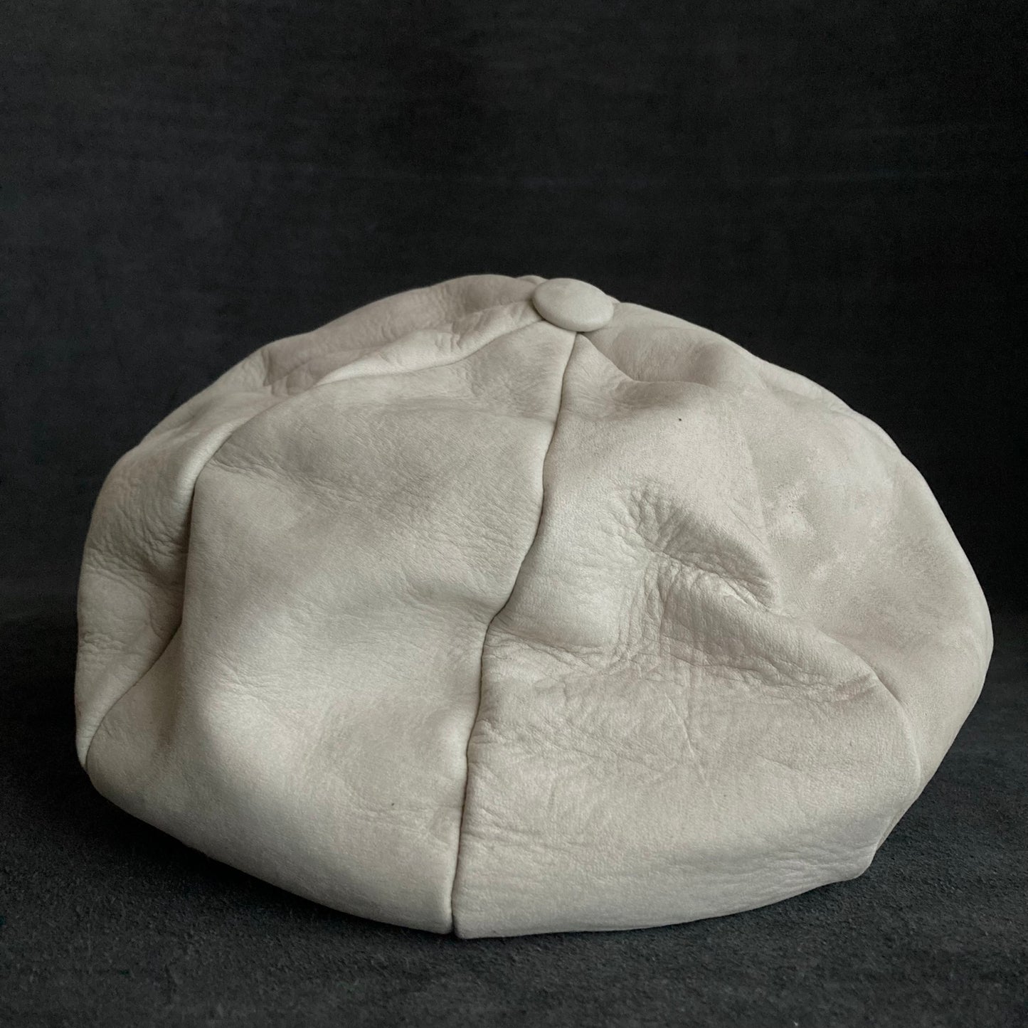 Cloudy white gray leather casquette