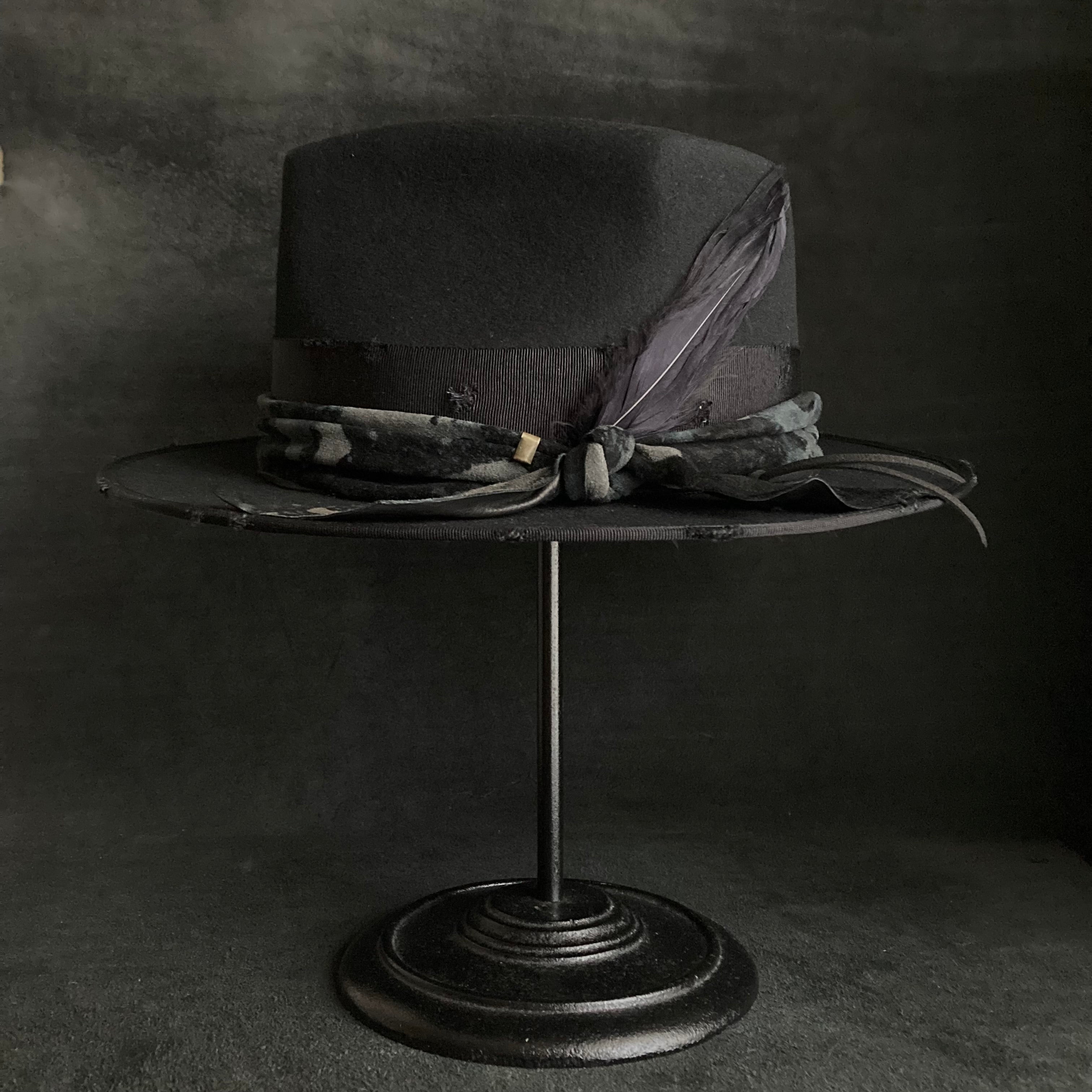 Muddy leather black fedora hat – triangles hat