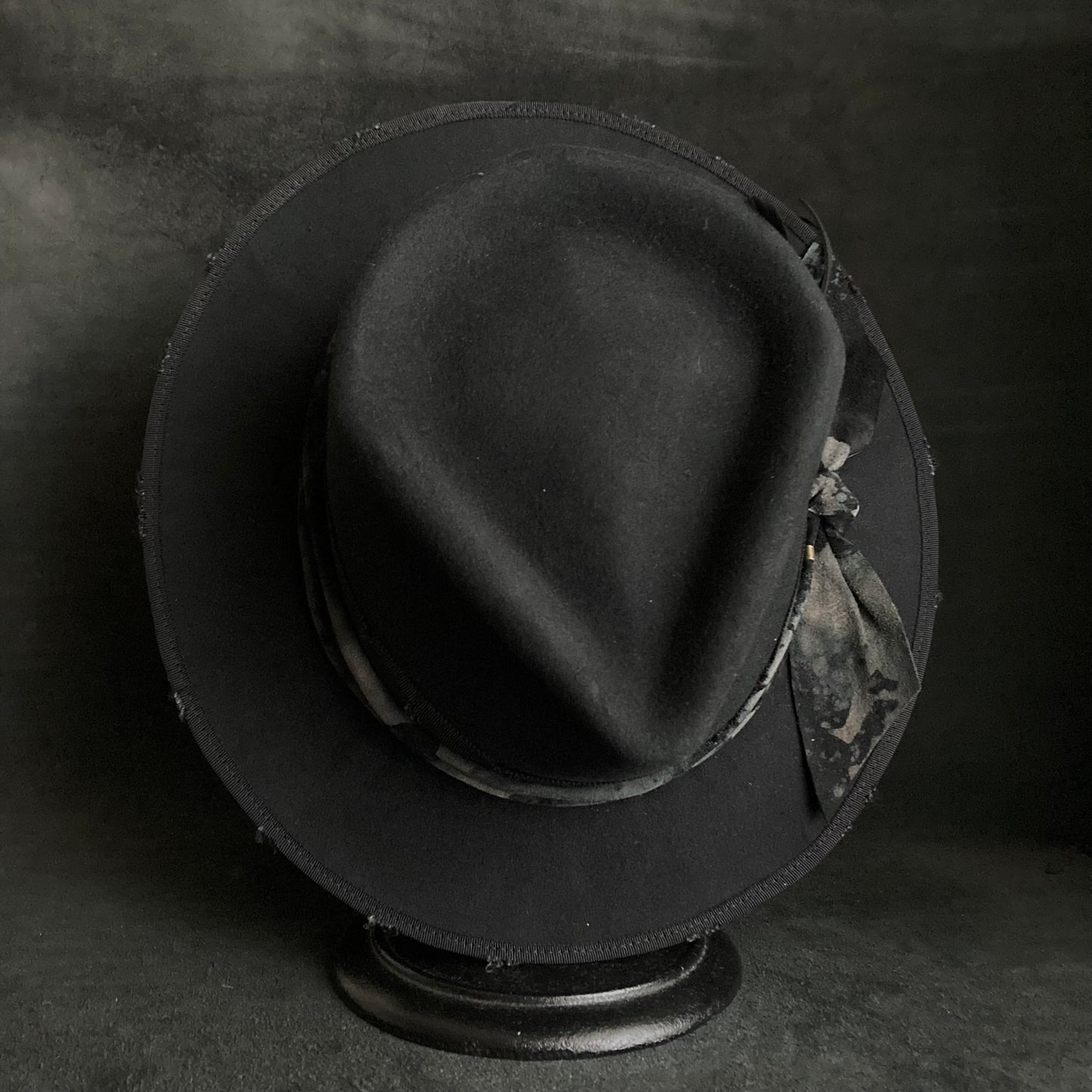 Muddy leather black fedora hat