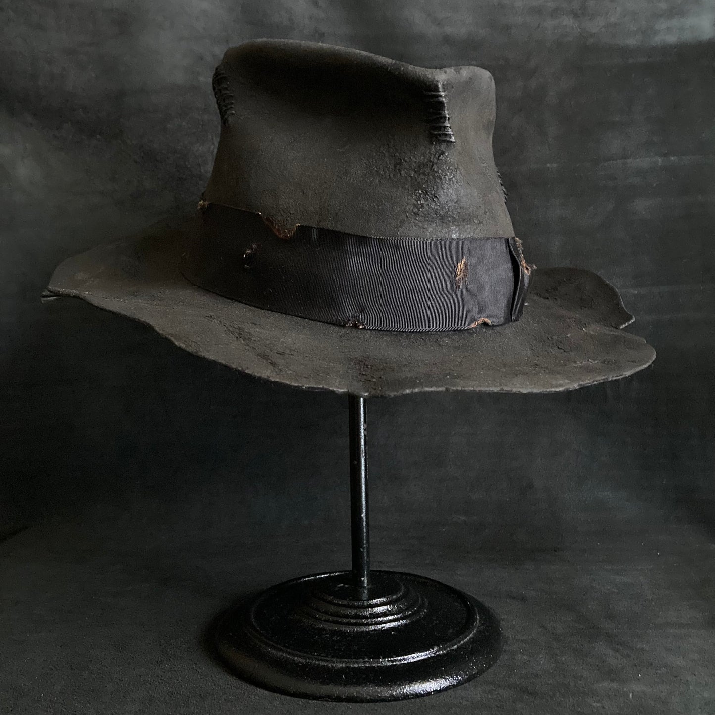 Charcoal spade fedora hat