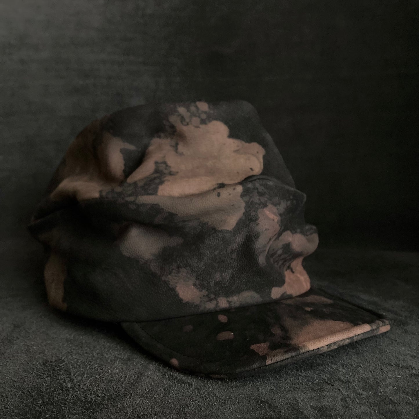 Horizon black leather turn cap