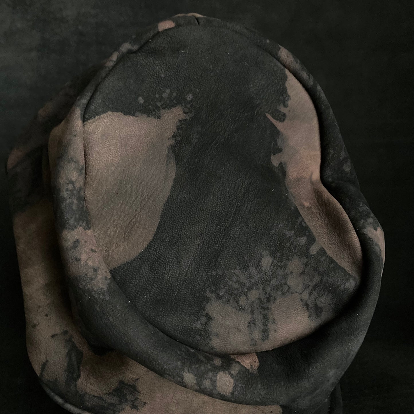 Horizon black leather turn cap