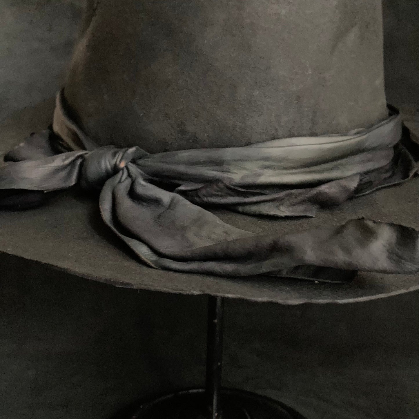 Charcoal crow leather fedora hat