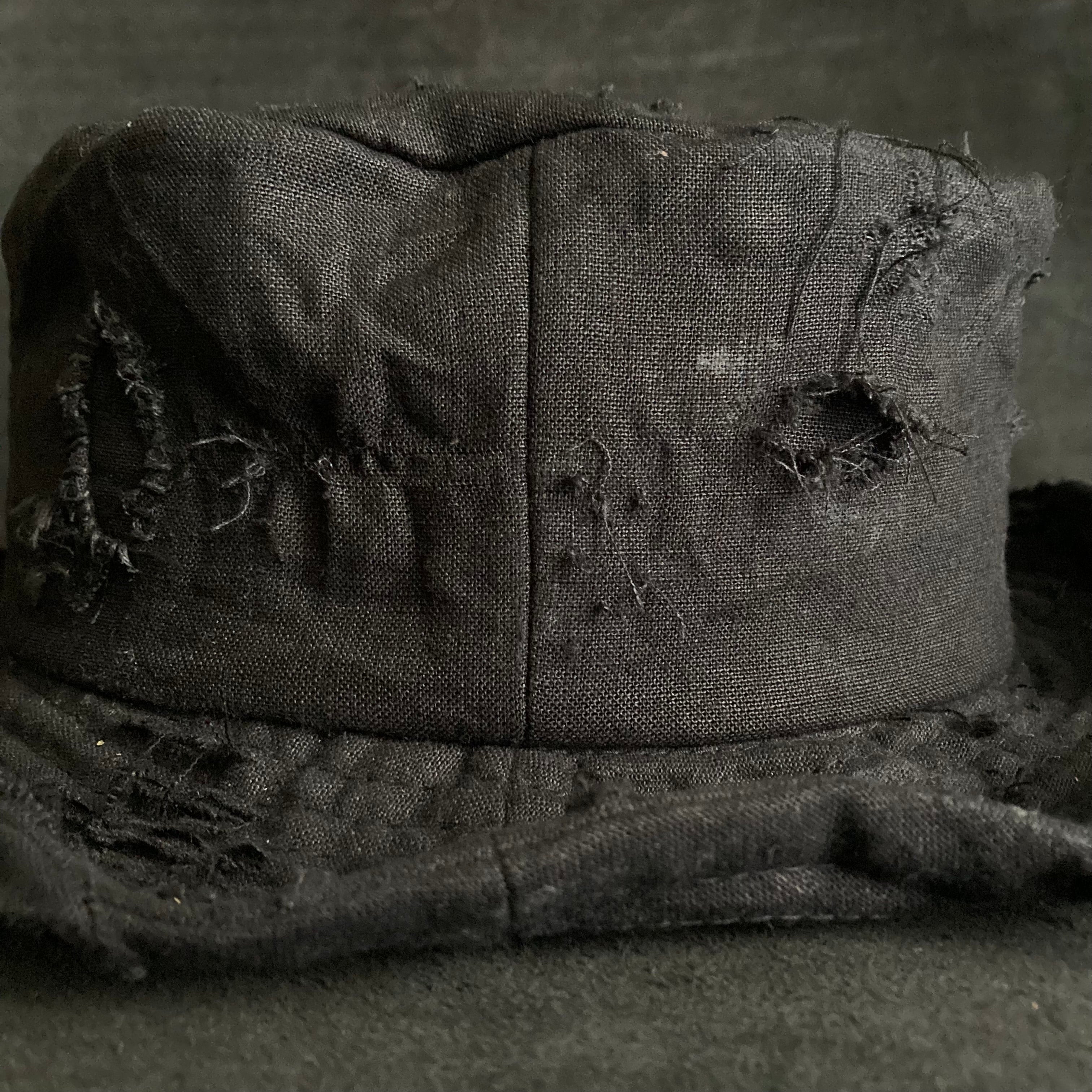 帽子 triangles hat Black linen damage cap Black linen damage bucket hat – triangles hat