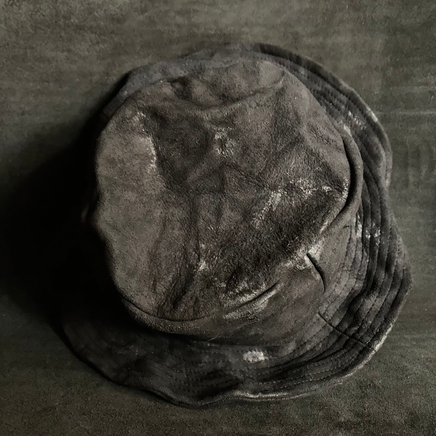 Washed back leather  bucket hat