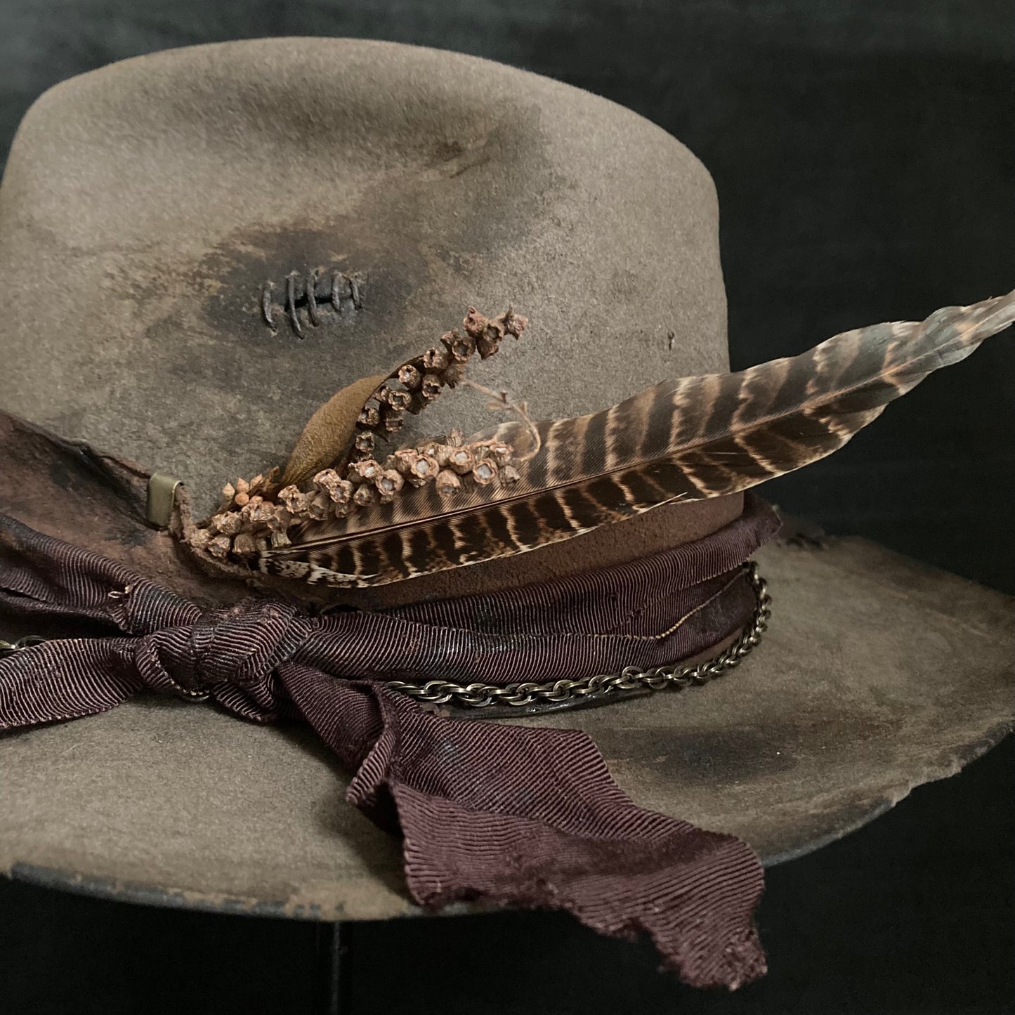 Old bitter brown western hat