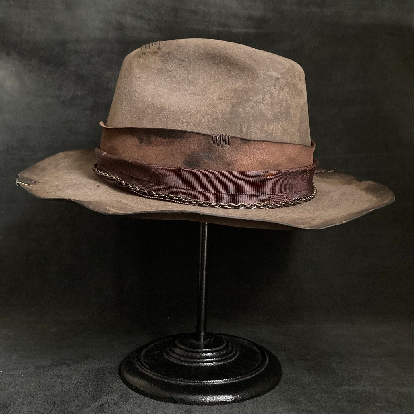 Old bitter brown western hat