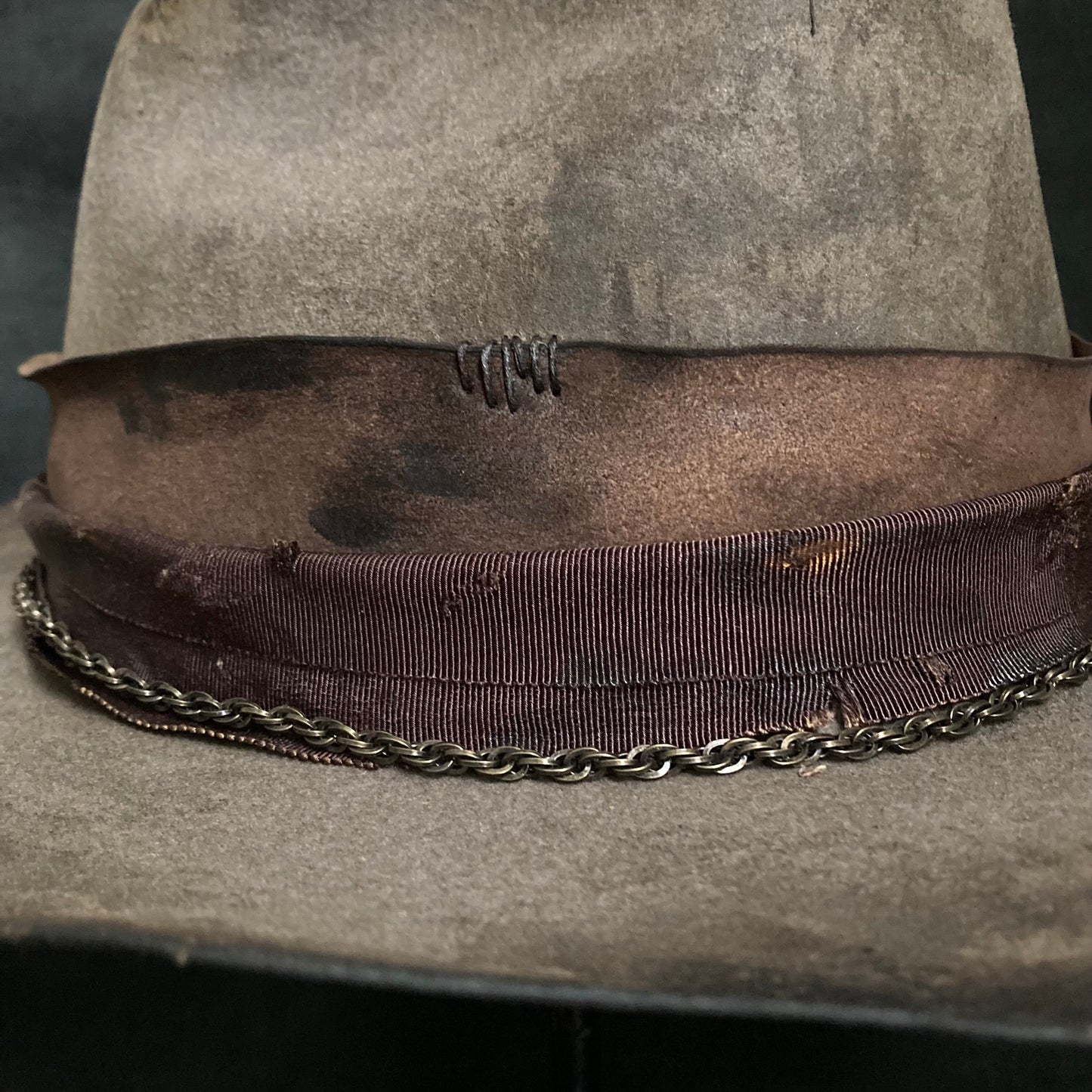 Old bitter brown western hat