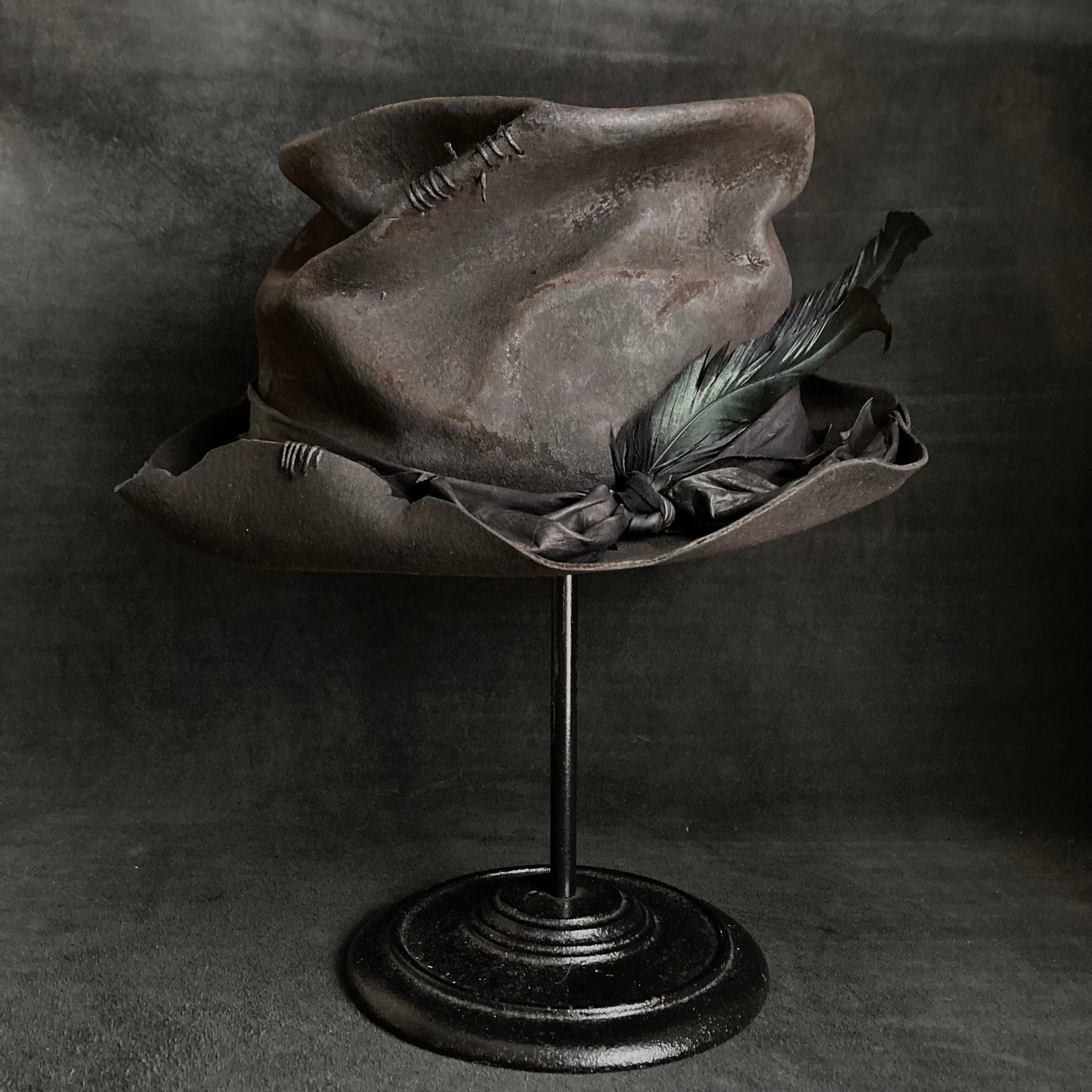 Charcoal crow crash silk hat