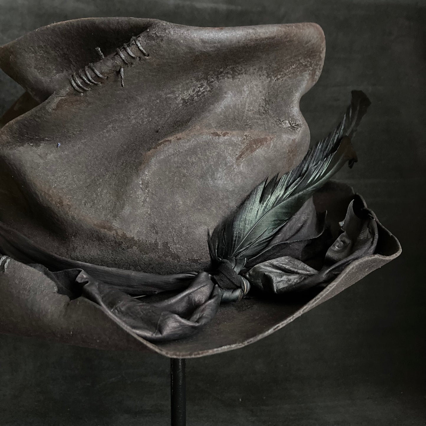 Charcoal crow crash silk hat