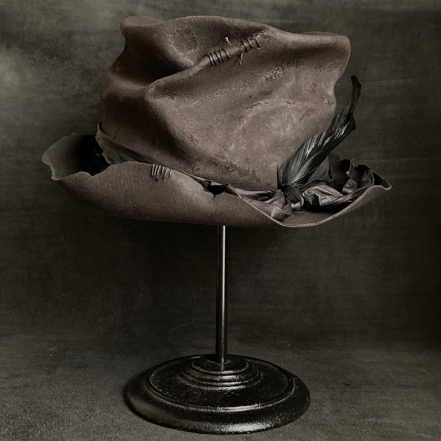 Charcoal crow crash silk hat