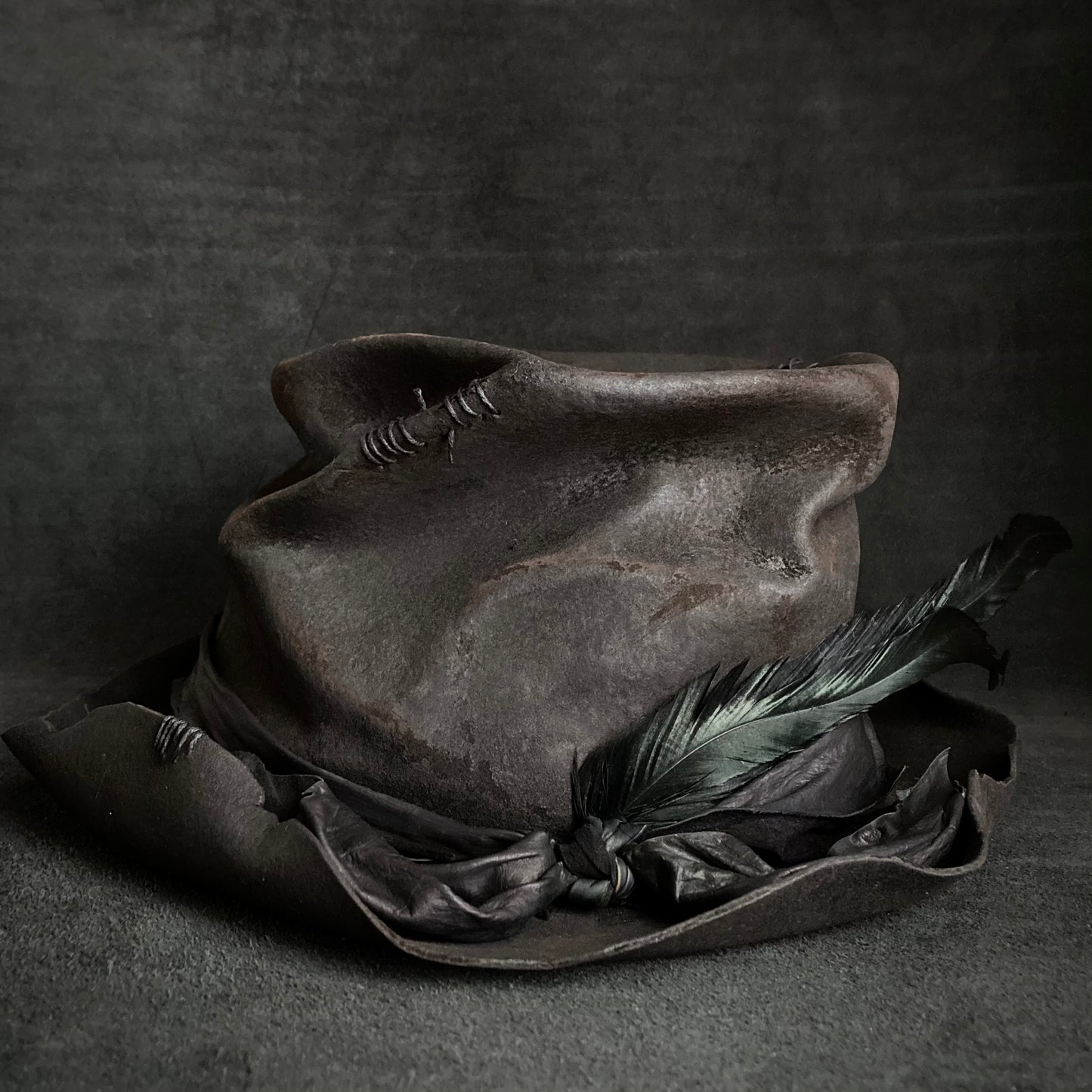 Charcoal crow crash silk hat