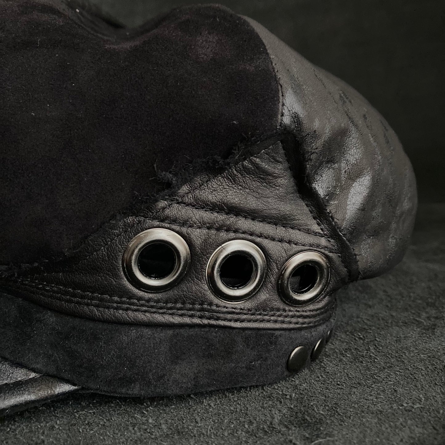 [ Takamiya Shohei × triangles hat ] Resist rock black leather casquette