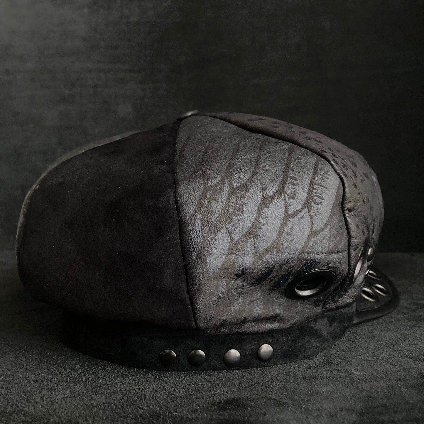 [ Takamiya Shohei × triangles hat ] Resist rock black leather casquette