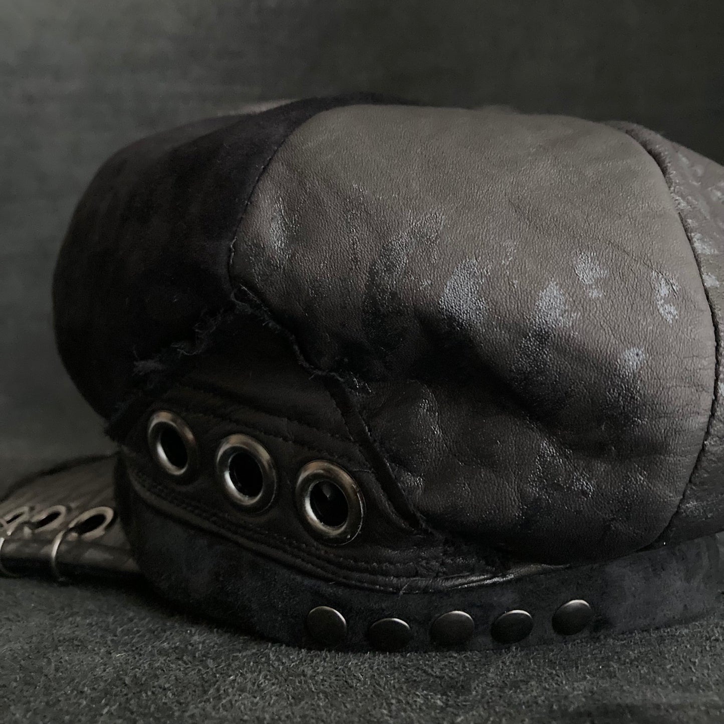 [ Takamiya Shohei × triangles hat ] Resist rock black leather casquette