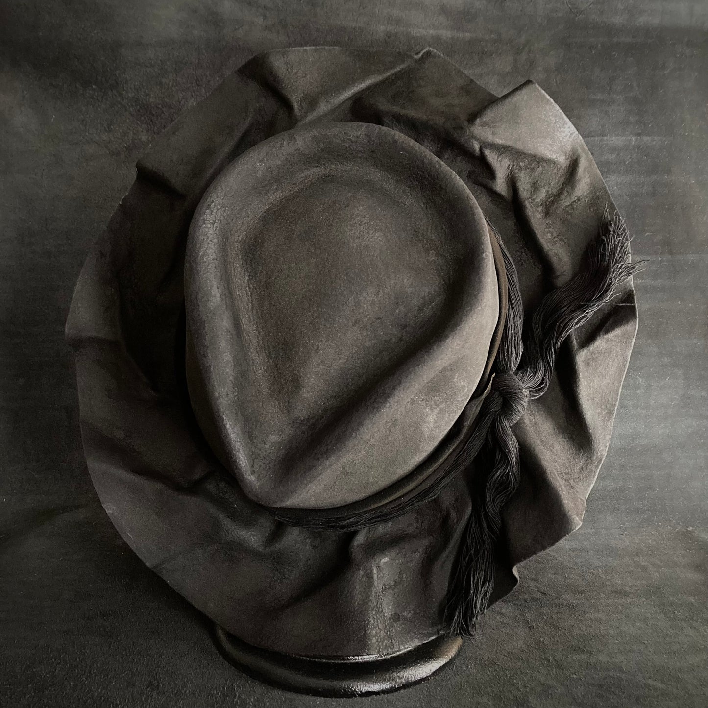 Charcoal wrinkle brim fedora hat