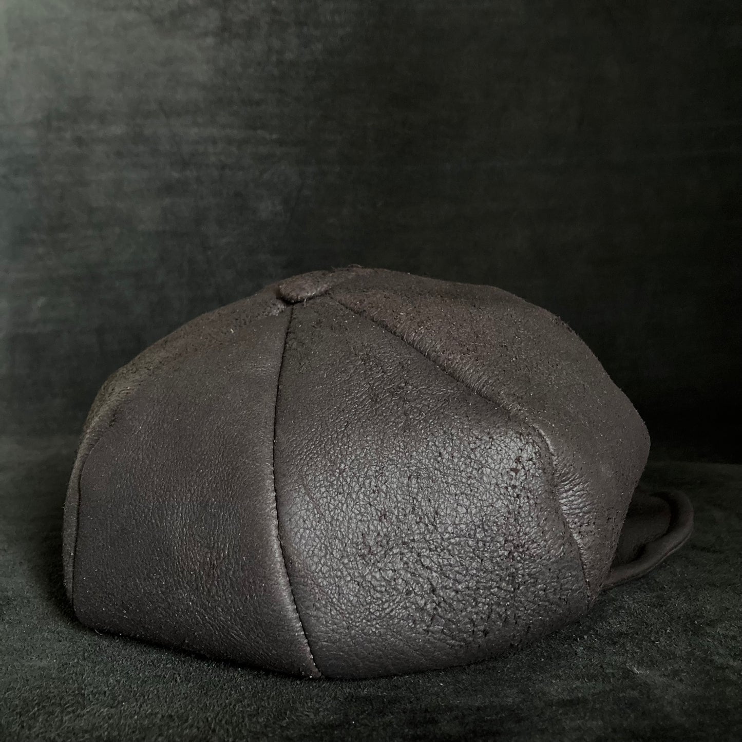 Graphite black leather casquette