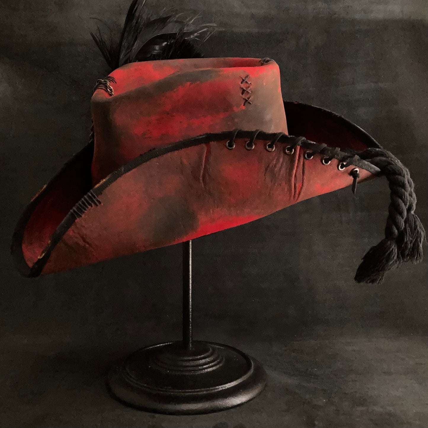 Deep red pirate fedora