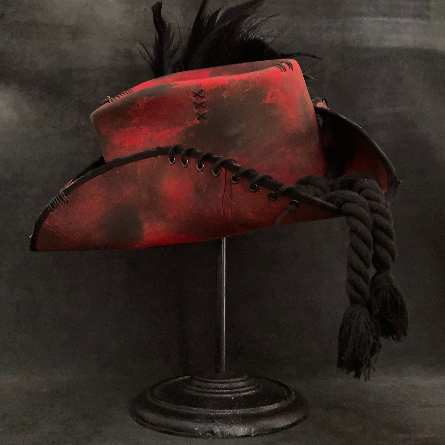 Deep red pirate fedora