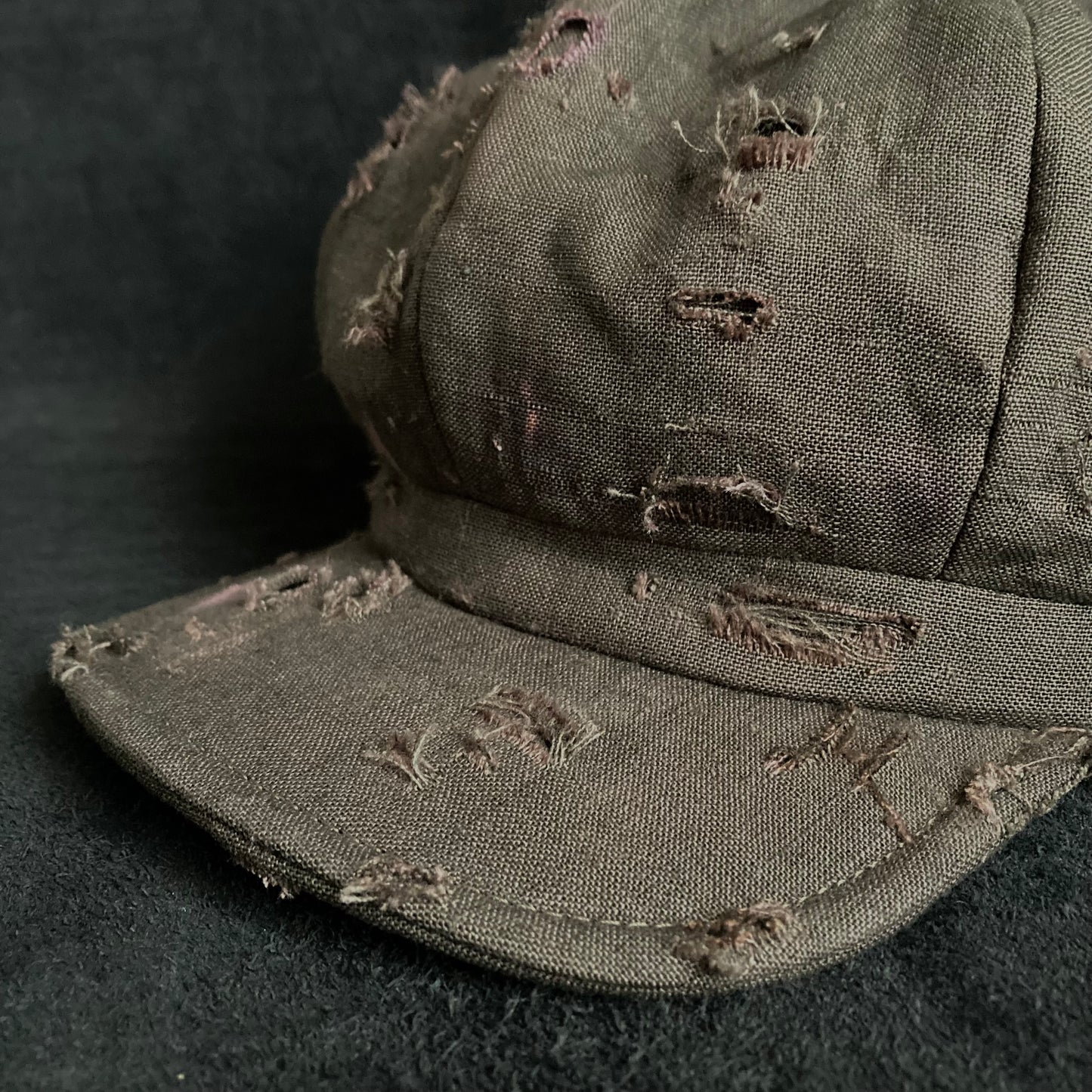 Reserved item(Brown khaki linen damage casquette(brim core))