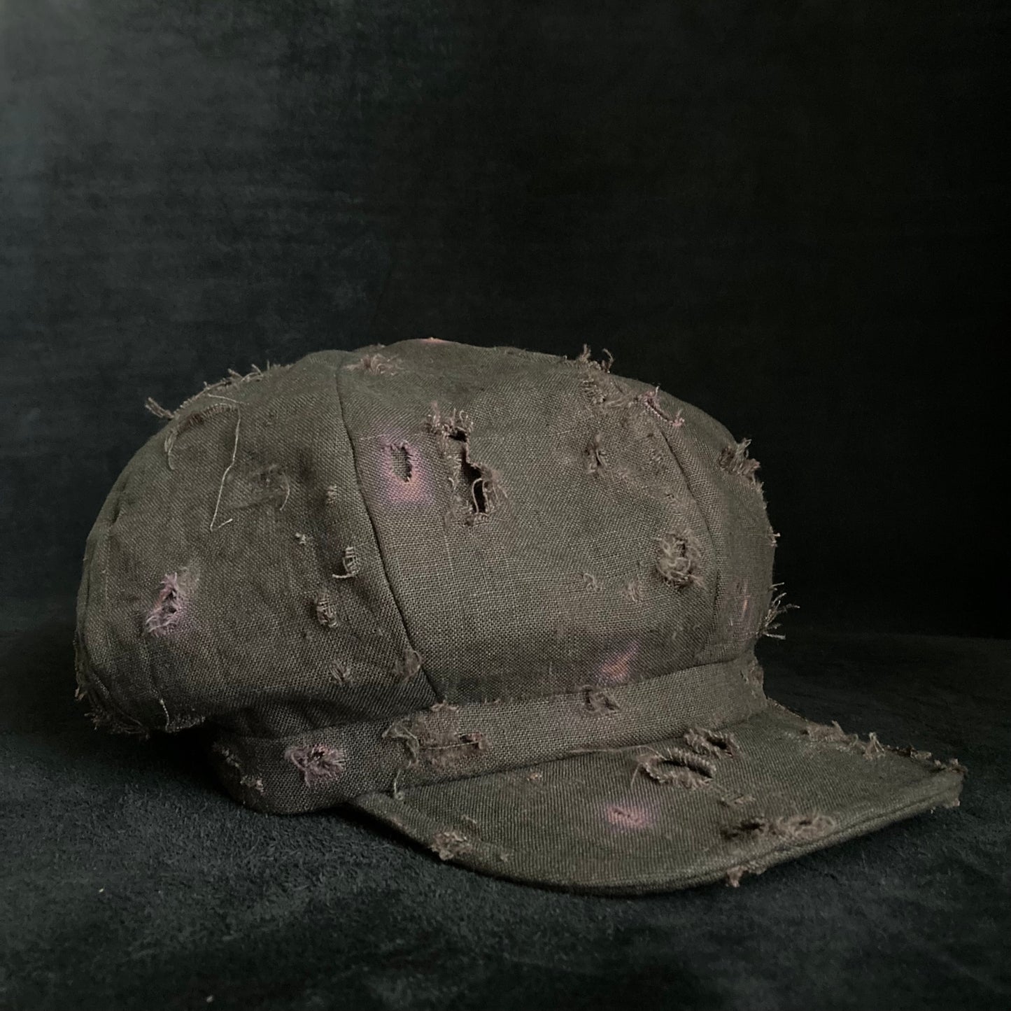 Reserved item(Brown khaki linen damage casquette(brim core))