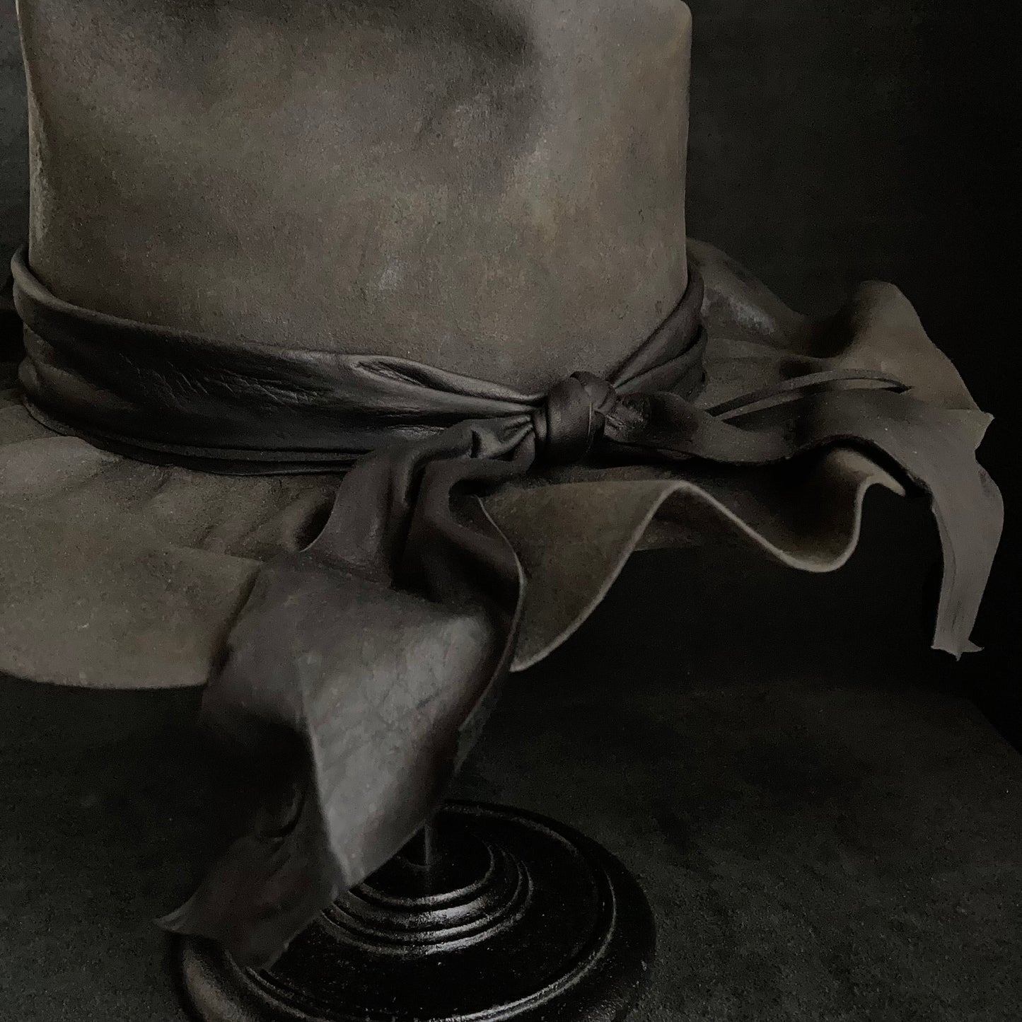 Charcoal folded wide brim fedora hat