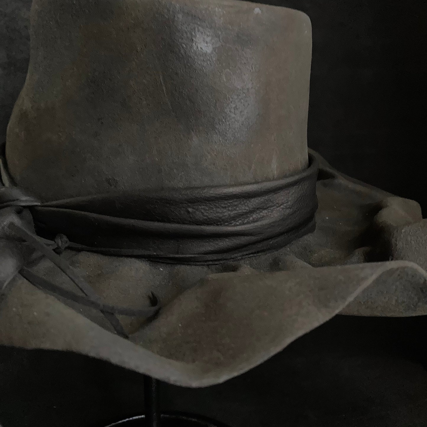 Charcoal folded wide brim fedora hat