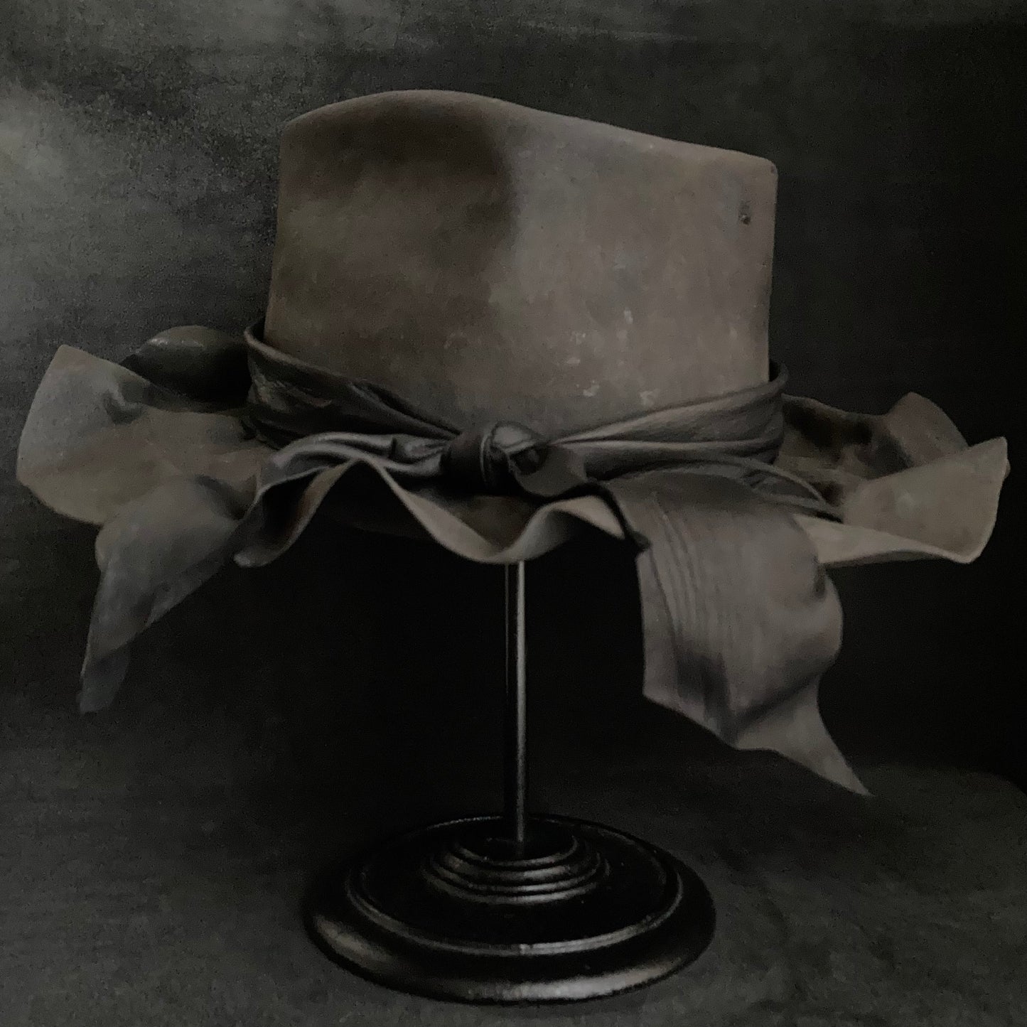 Charcoal folded wide brim fedora hat