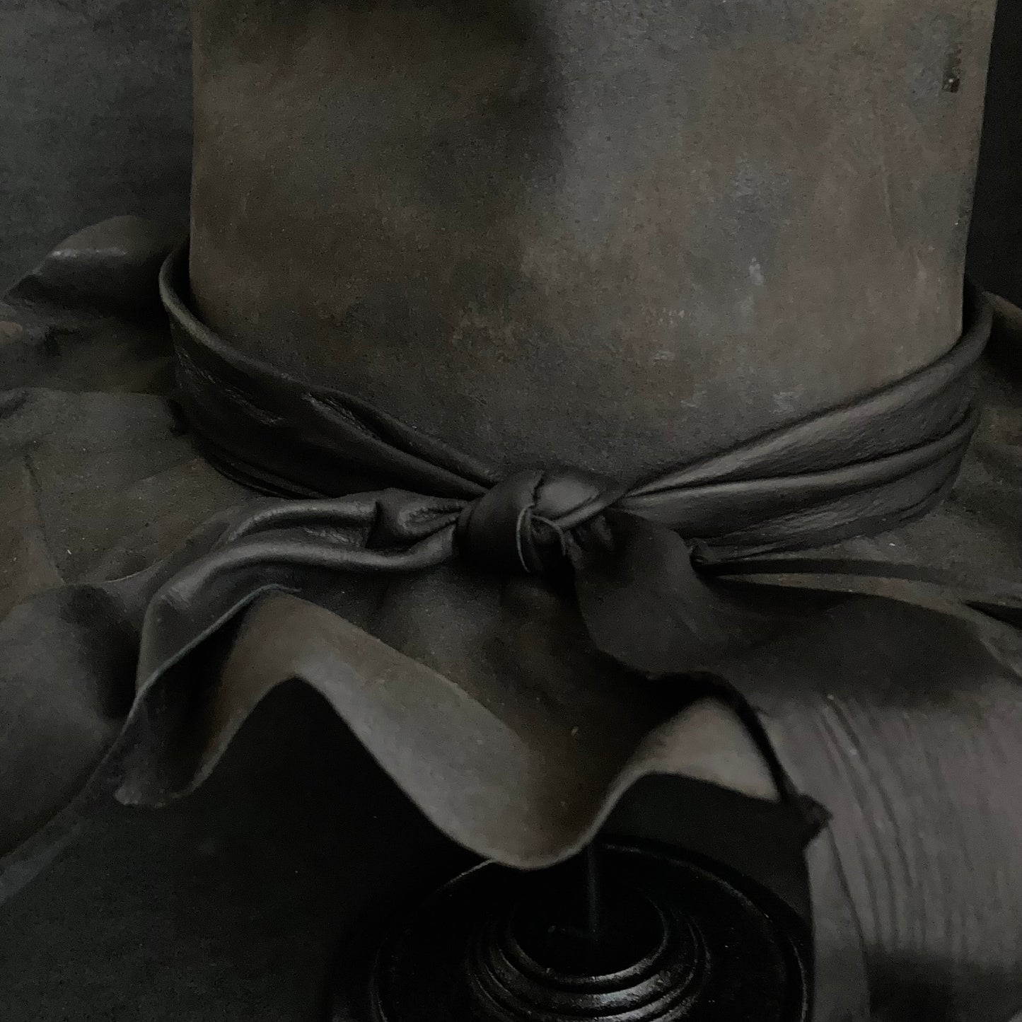 Charcoal folded wide brim fedora hat