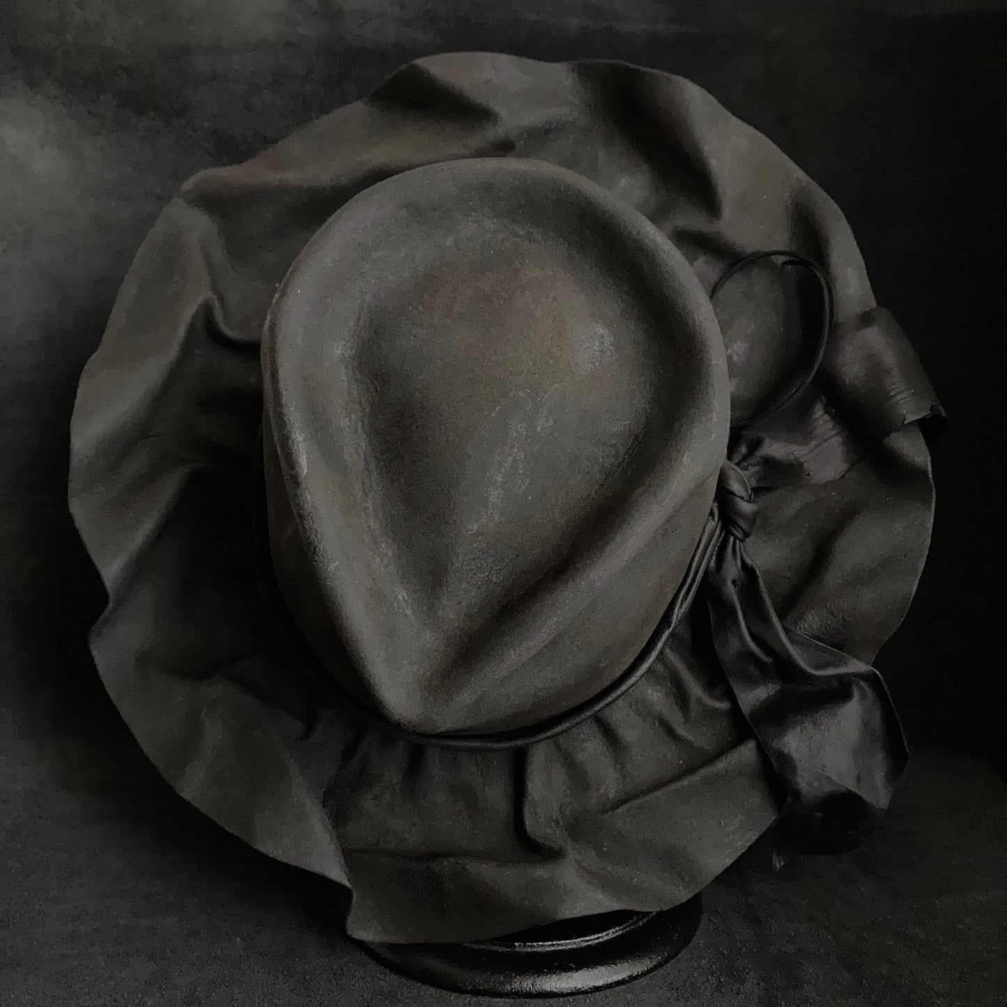 Charcoal folded wide brim fedora hat