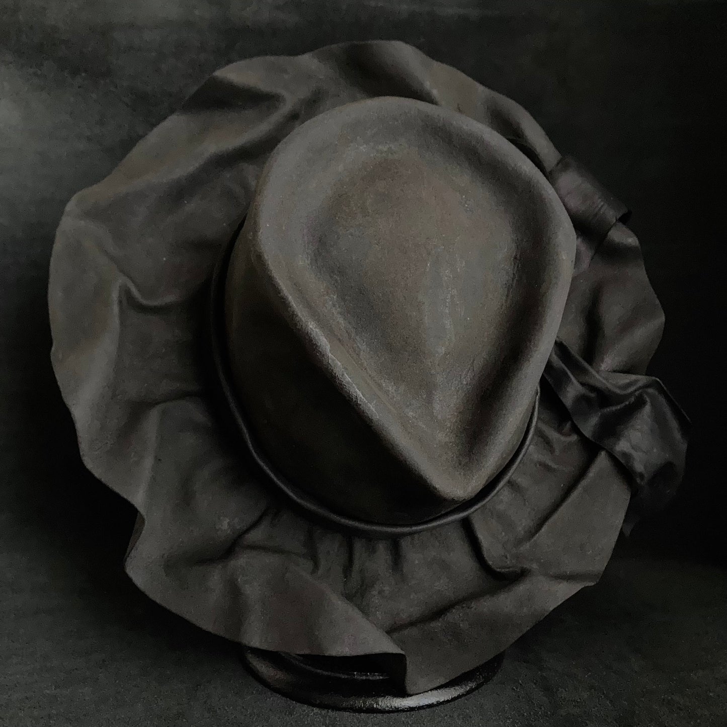 Charcoal folded wide brim fedora hat
