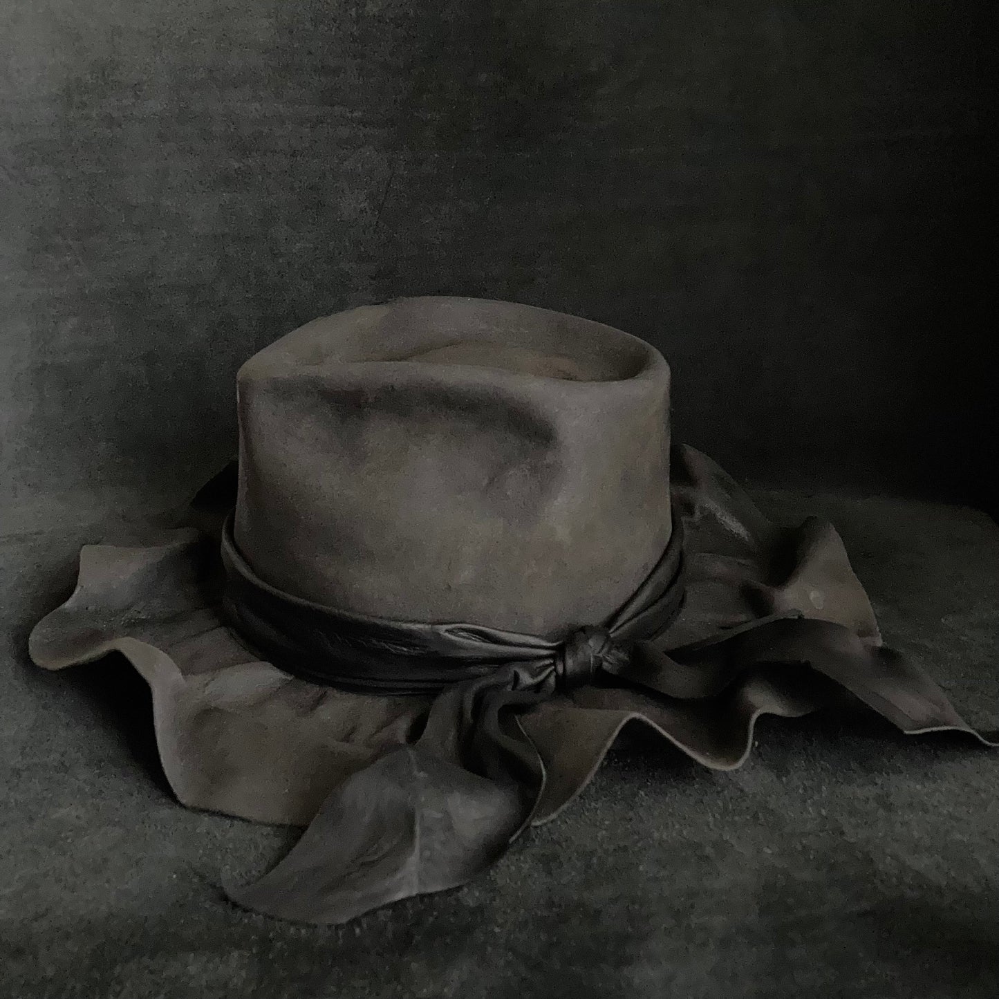 Charcoal folded wide brim fedora hat
