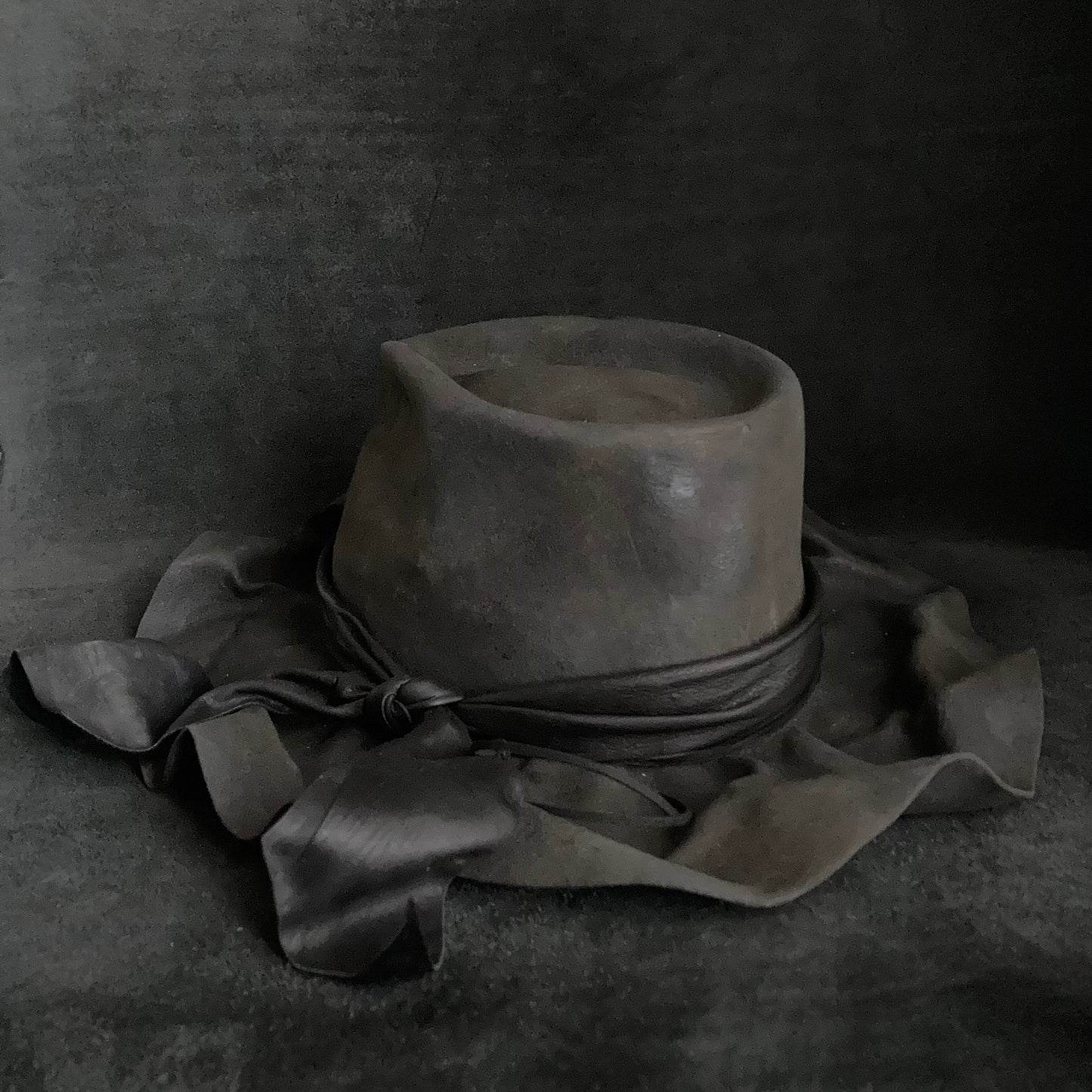 Charcoal folded wide brim fedora hat