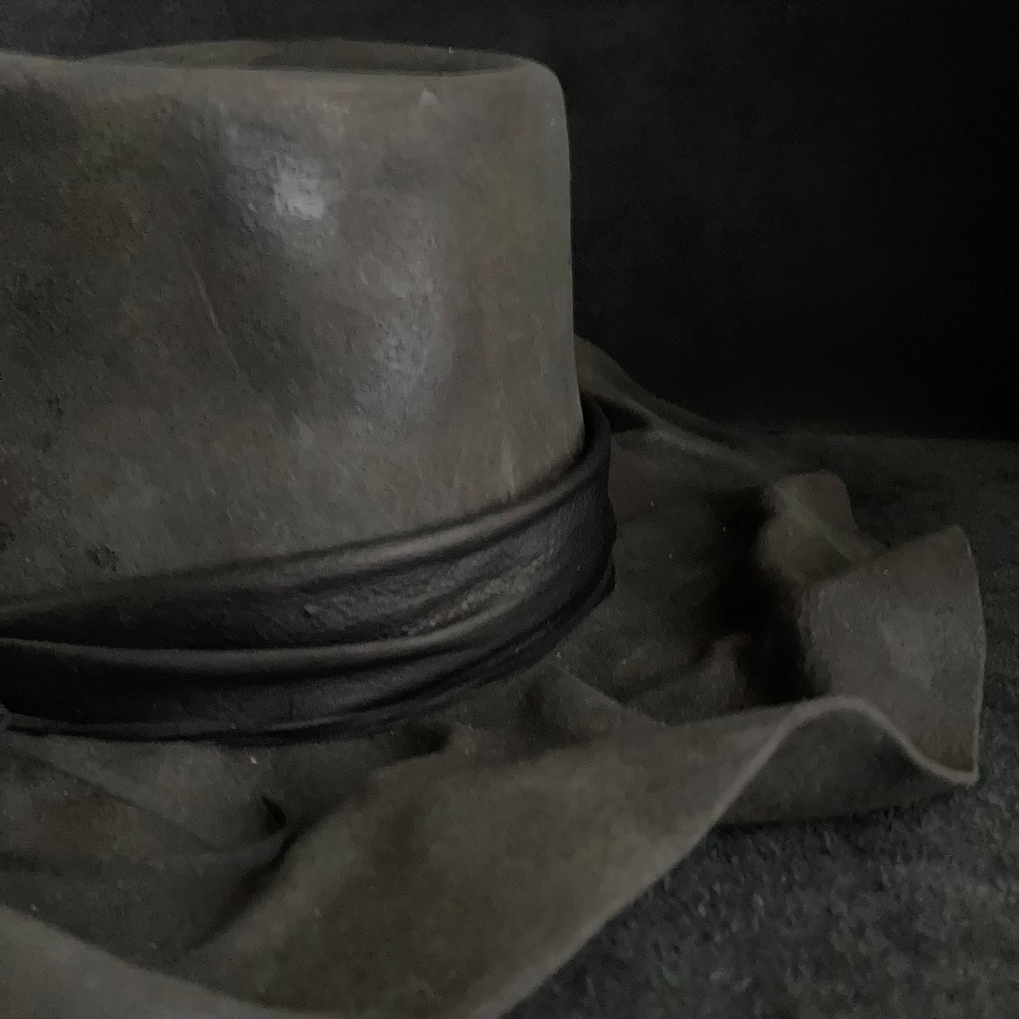 Charcoal folded wide brim fedora hat