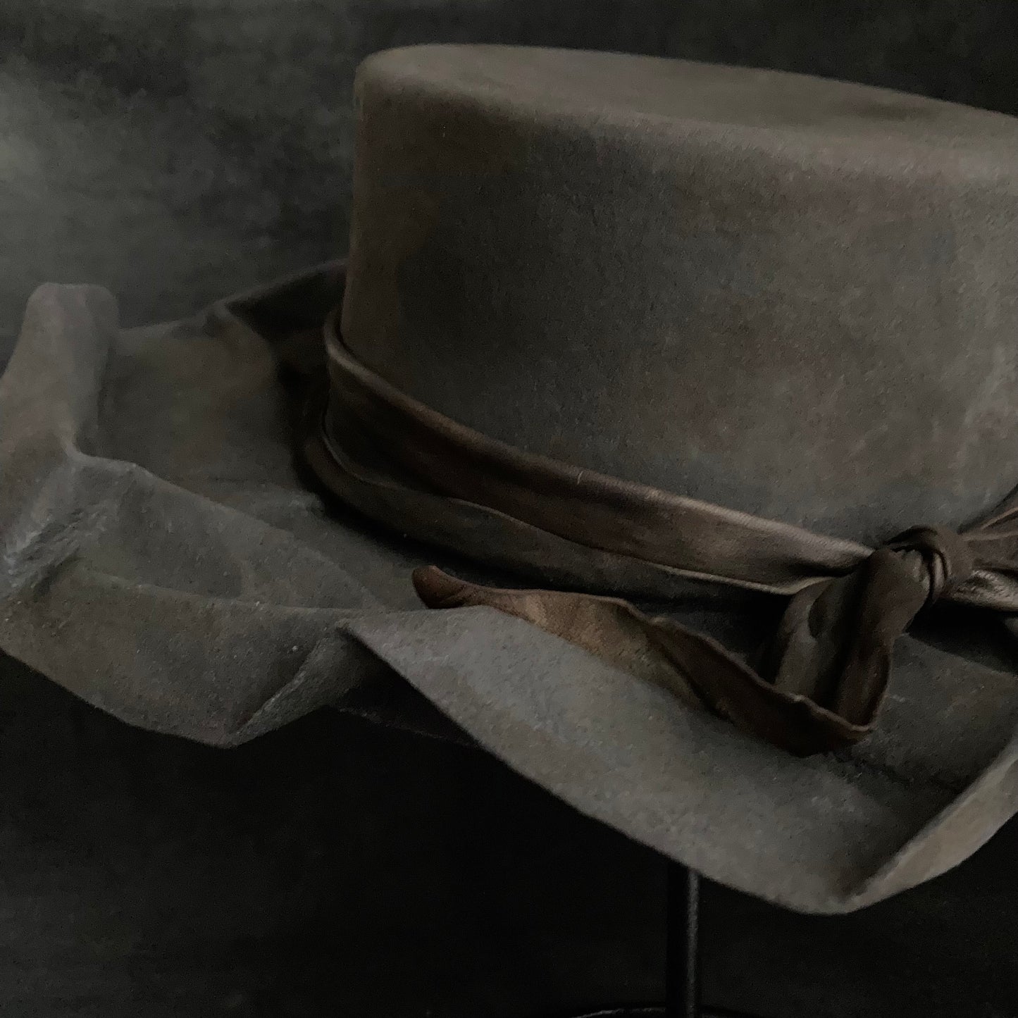 Charcoal folded wide brim flat hat