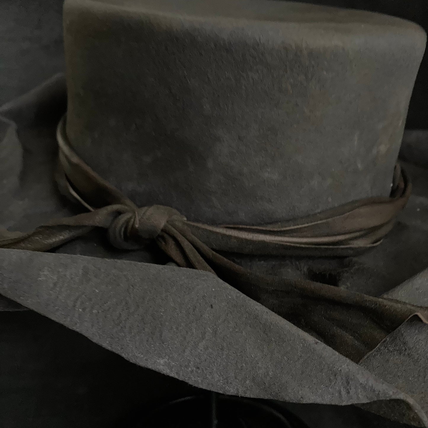 Charcoal folded wide brim flat hat