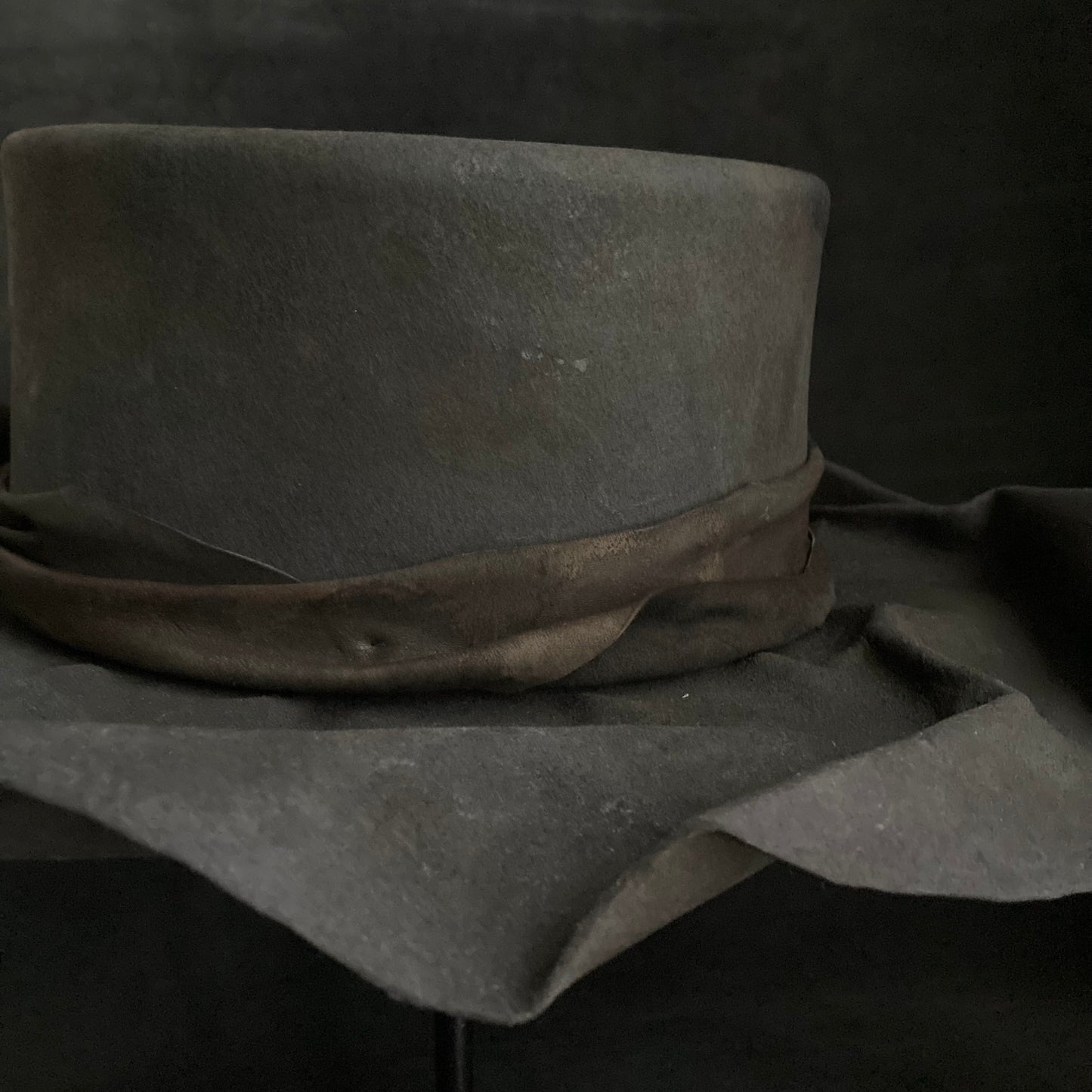 Charcoal folded wide brim flat hat