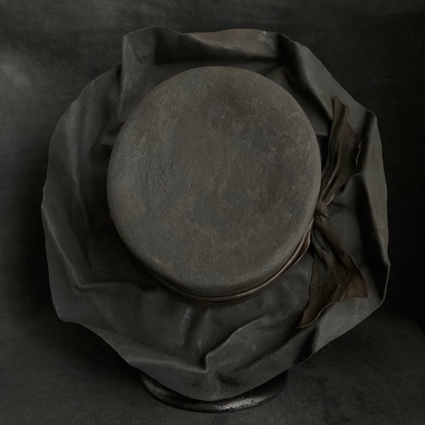 Charcoal folded wide brim flat hat