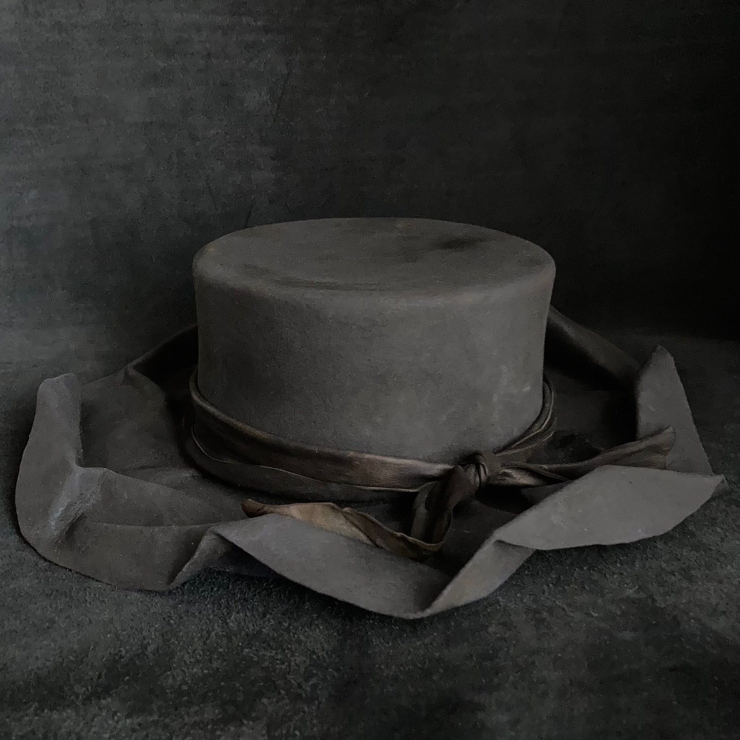 Charcoal folded wide brim flat hat