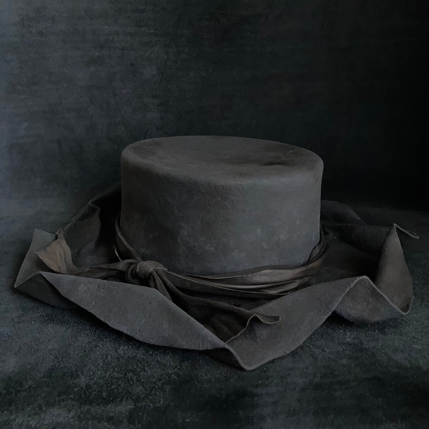 Charcoal folded wide brim flat hat