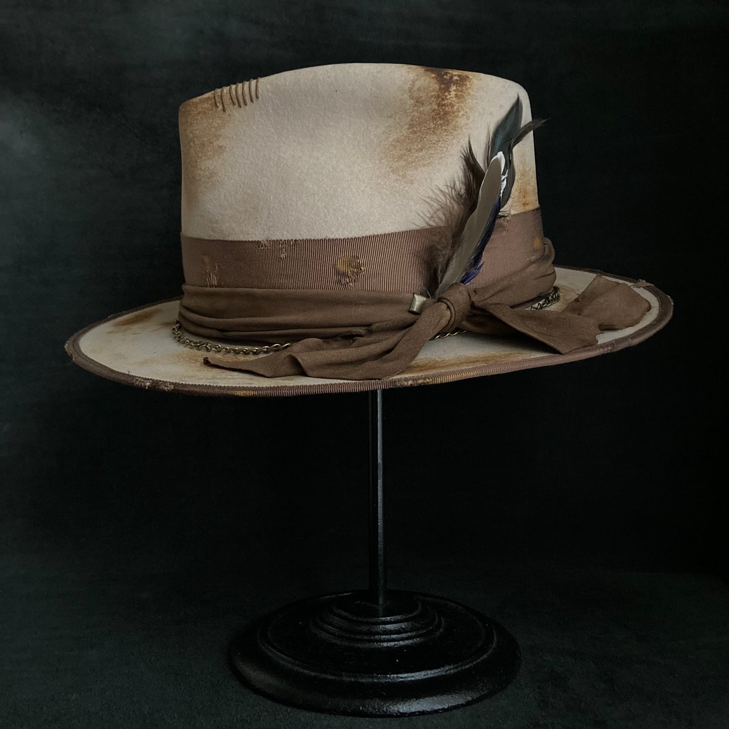 Burned latte fedora hat