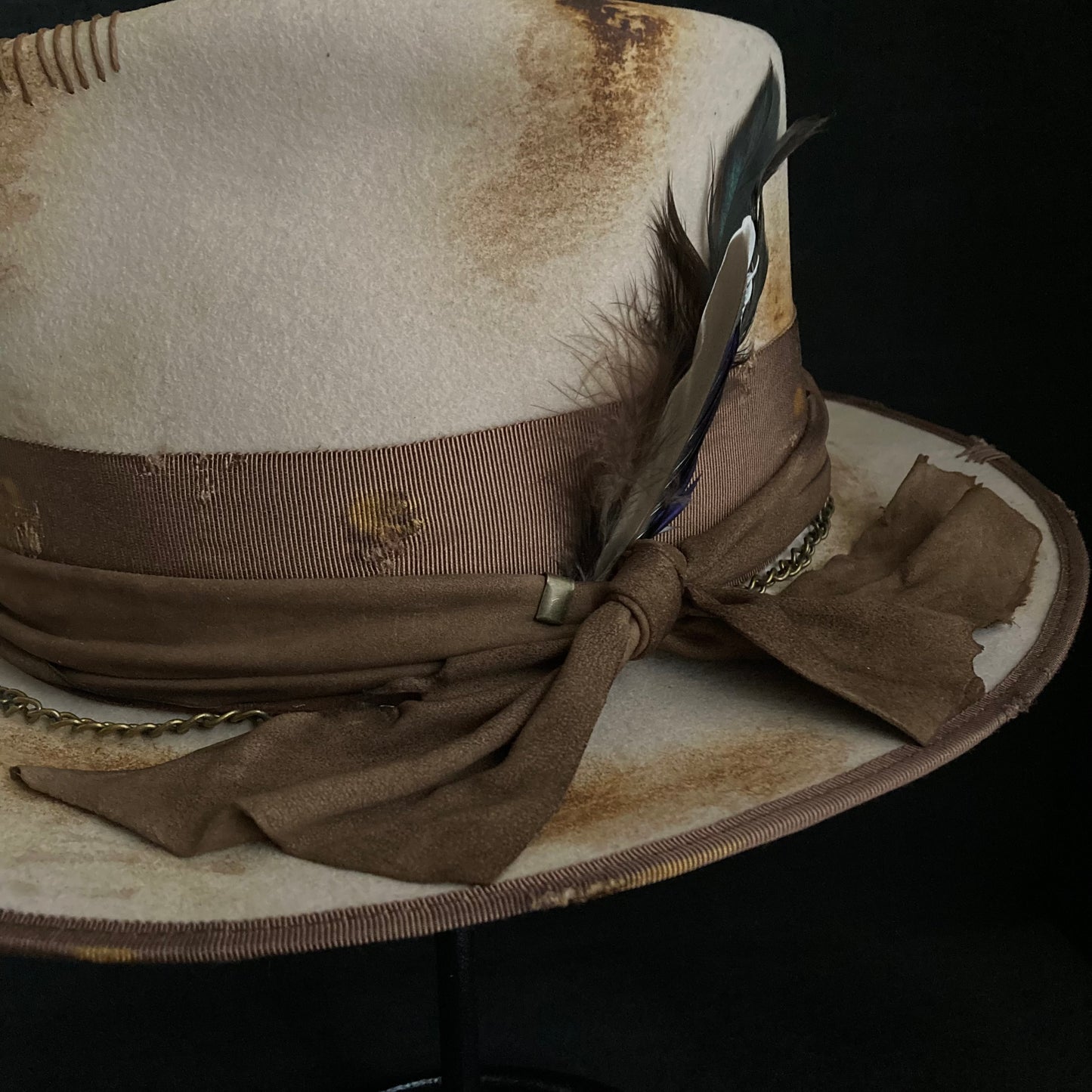 Burned latte fedora hat