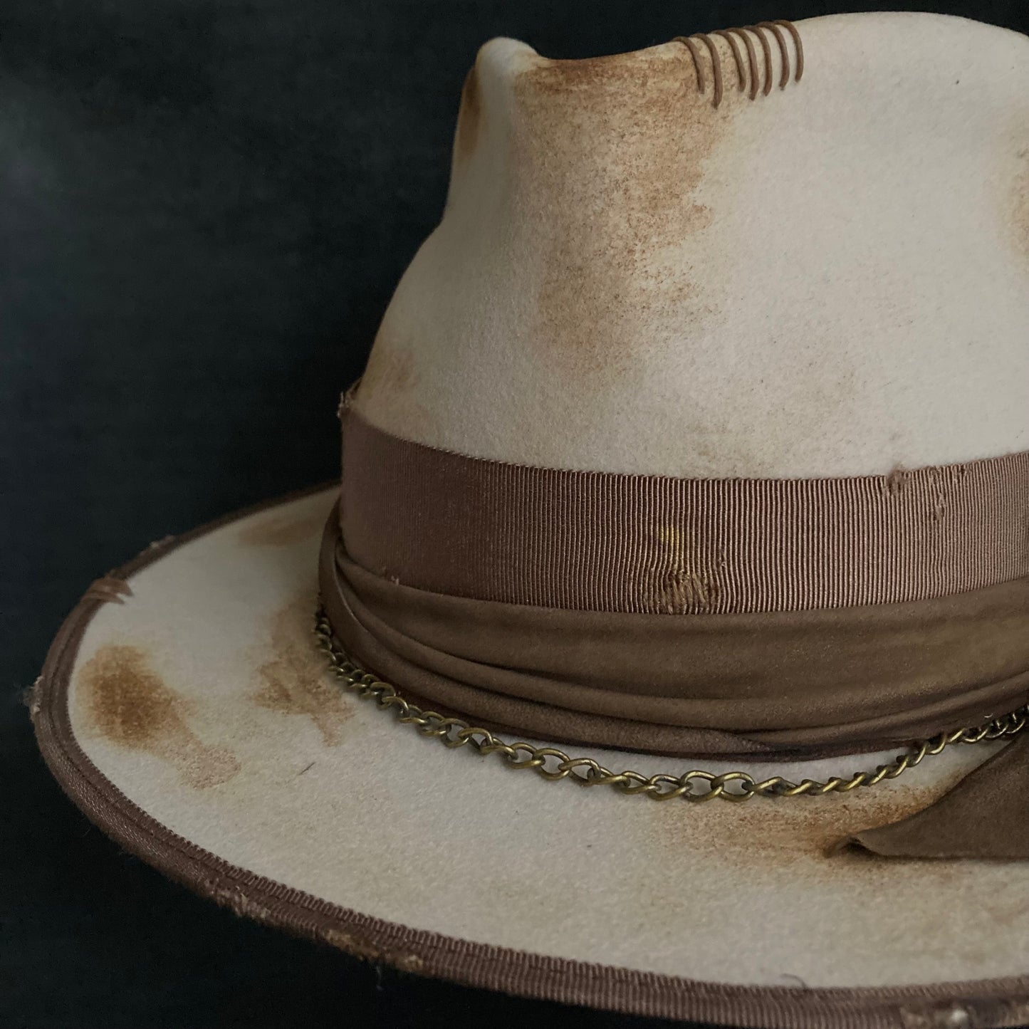 Burned latte fedora hat