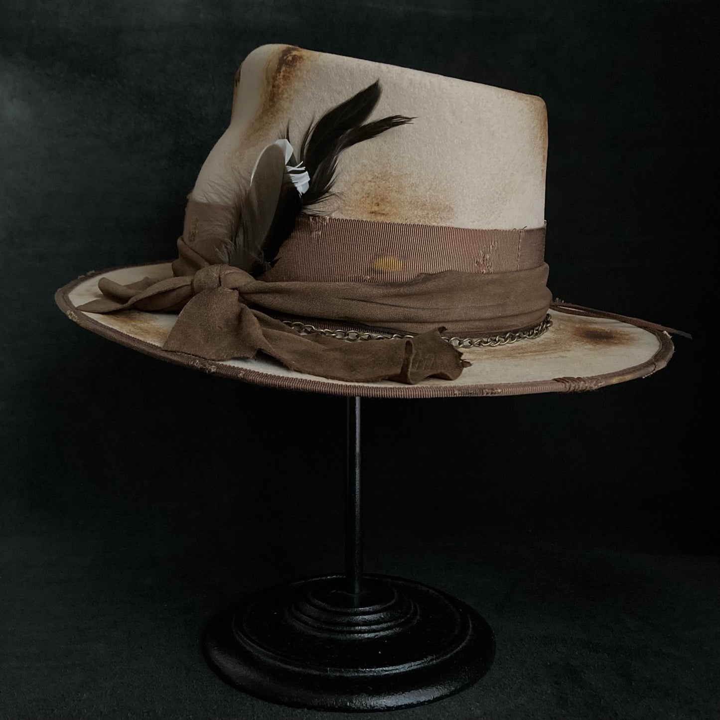 Burned latte fedora hat