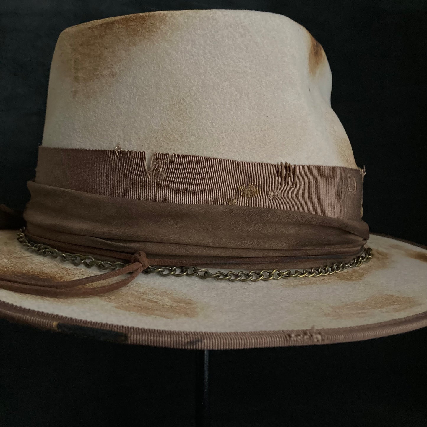 Burned latte fedora hat