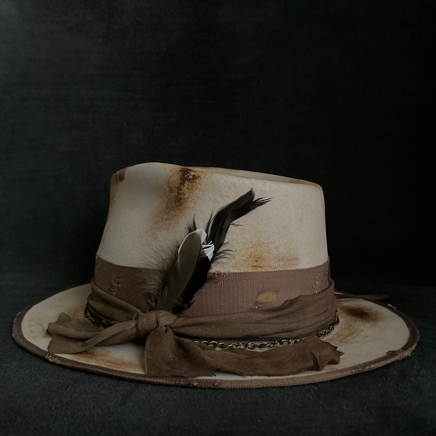 Burned latte fedora hat