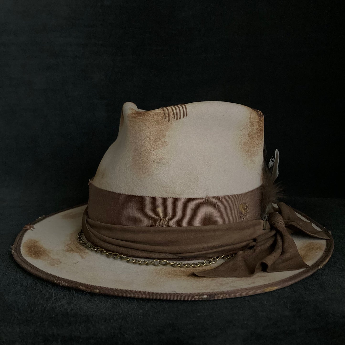 Burned latte fedora hat