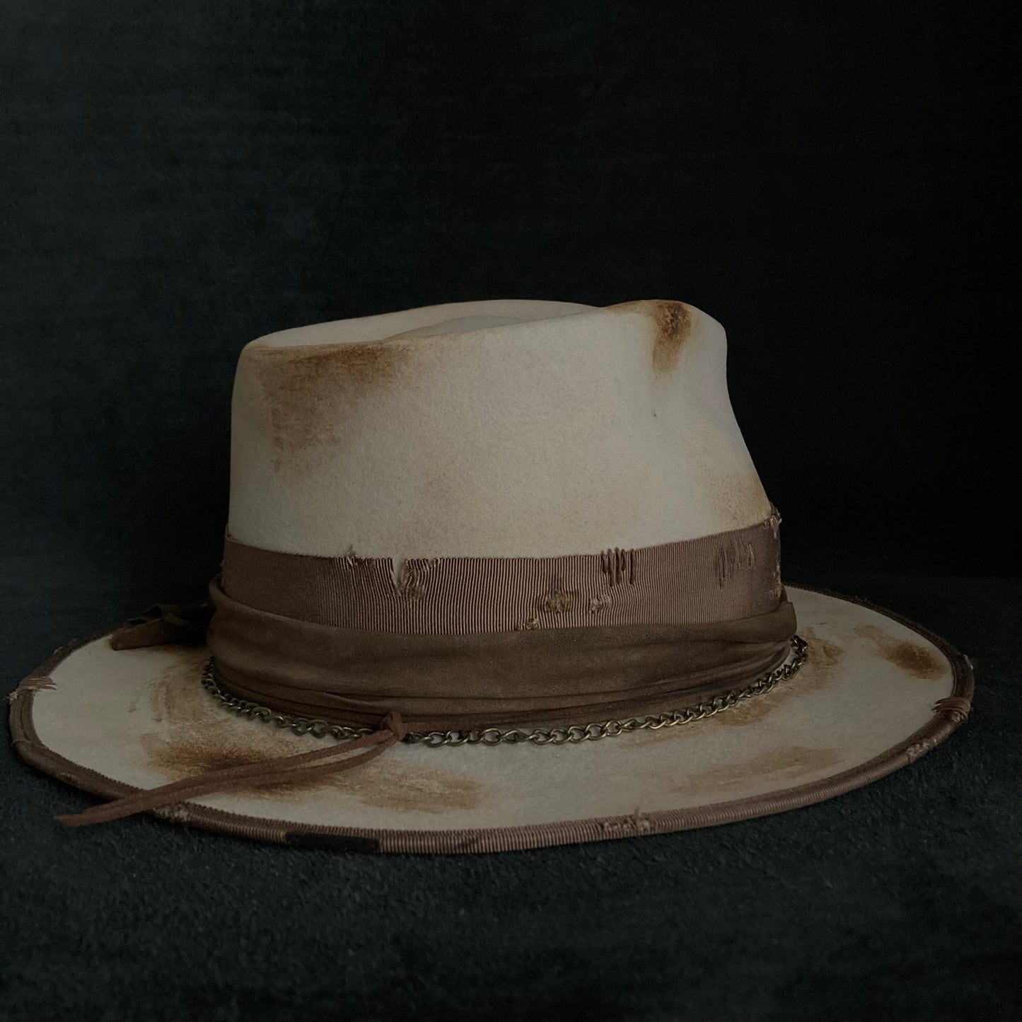 Burned latte fedora hat