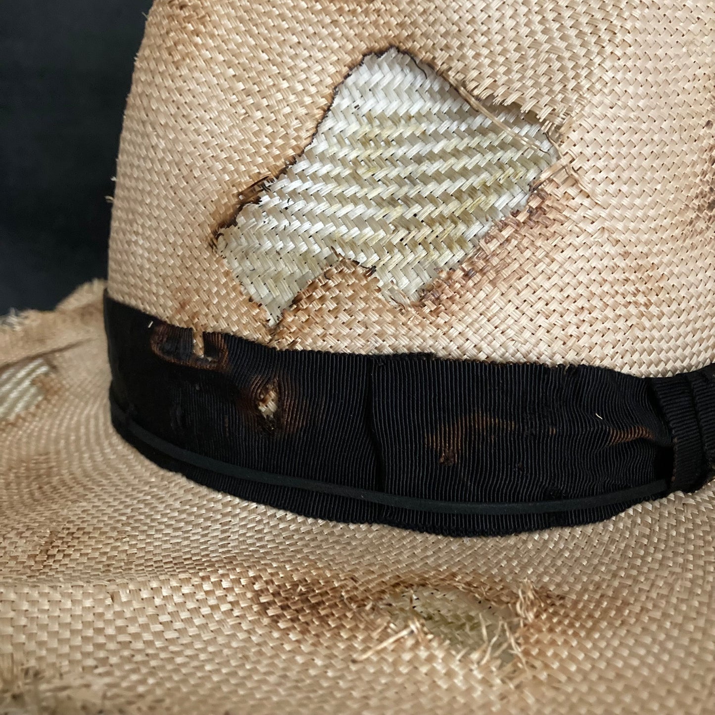 Burnt double natural fedora hat