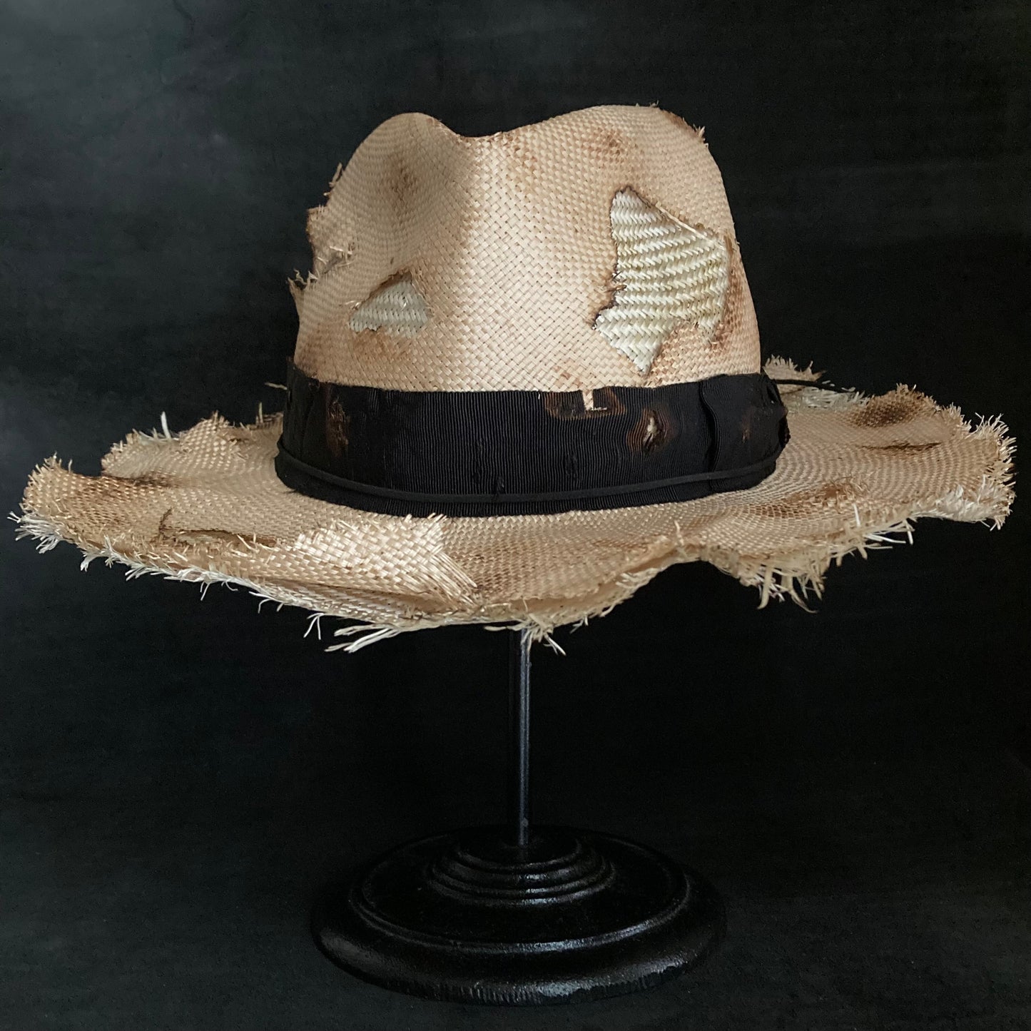 Burnt double natural fedora hat